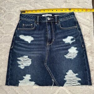 Hollister Dark Blue Denim Mini Skirt